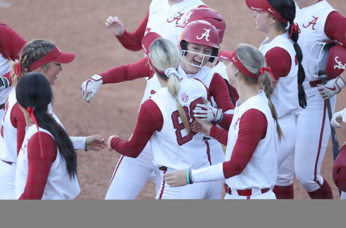 Celebration after Jordan Stephen's walk-off home run against Middle Tennessee